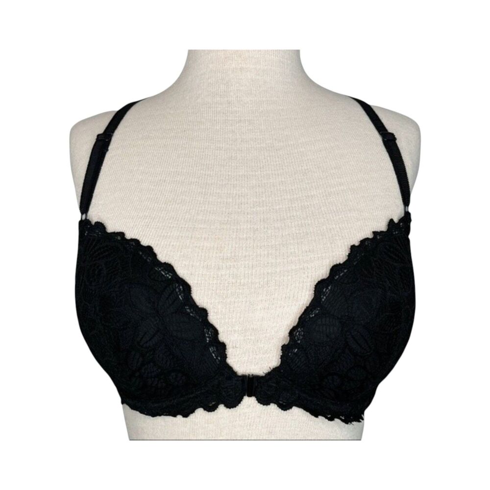 PINK Date Racerback Push Up Bra sz 32DD * VS Victoria's Secret Black Lace Pushup